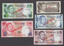 BOTSWANA P.6/10 SET ESEMPLARI